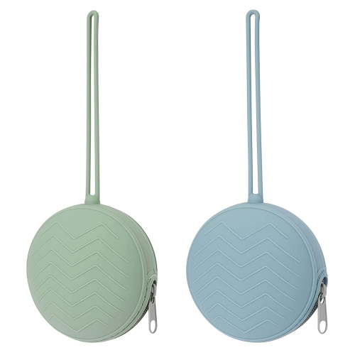 TRIANU 2 Pack Silicone Pacifier Holder Case Portable Silicone Pacifier Container Case for Boys & Girls (Green, Blue)