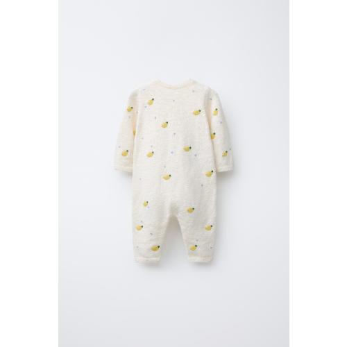 EMBROIDERED LEMON KNIT JUMPSUIT - Ecru | ZARA United States