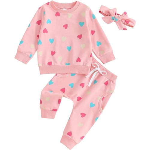 Cute Baby Girl Clothes Long Sleeve Print Sweatshirt Top and Pants Set Toddler Girl Fall Outfits