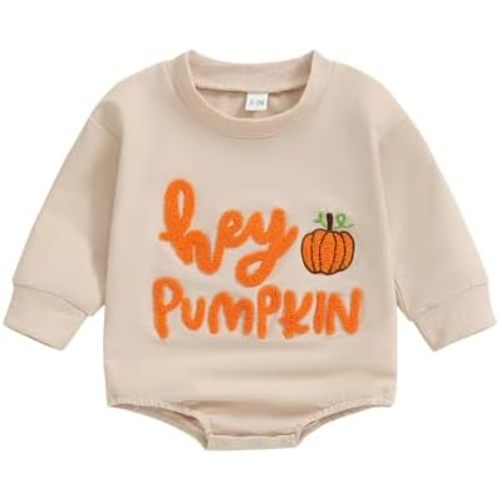 FYBITBO Newborn Halloween Outfit Girl Boy Spooky Season Romper Bubble Sweatshirt Bodysuit Fall Halloween Baby Clothes