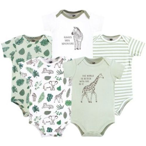 Hudson Baby Infant Boy Cotton Bodysuits 5-pack, Jungle, Newborn