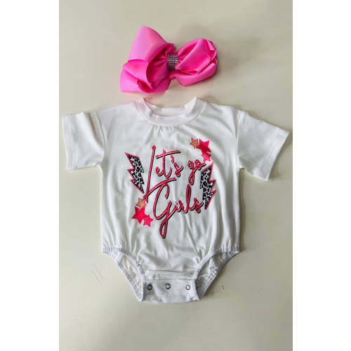 Wholesale baby onesie Let's go girls & lightning printed & short sleeves X05020