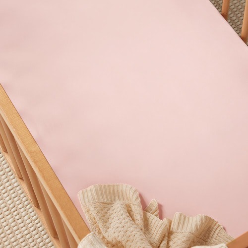 Snuggle Hunny Organic Fitted Cot Sheet - Baby Pink (130 x 77cm x 19cm)