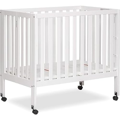 Dream On Me Jett Non-Full Size Folding Convertible Crib, Lightweight Portable Crib, Three Adjustable Mattress Height Settings, Easy to Fold Travel Crib, 1.5” Mattress Pad Included