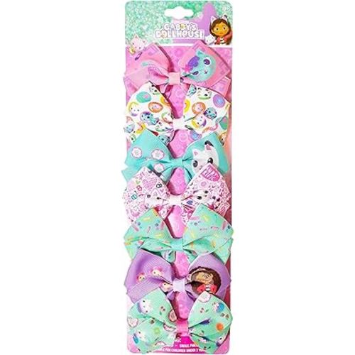Gabby's Dollhouse Hair Bows - Hair Accessories Gift Set - Princess Hair Bows 7 Pcs 4 Inch Bundle Hair Bows for Girls Different Character on each Hair Clip Kids Bow - Alligator Clip - Ages 3 +