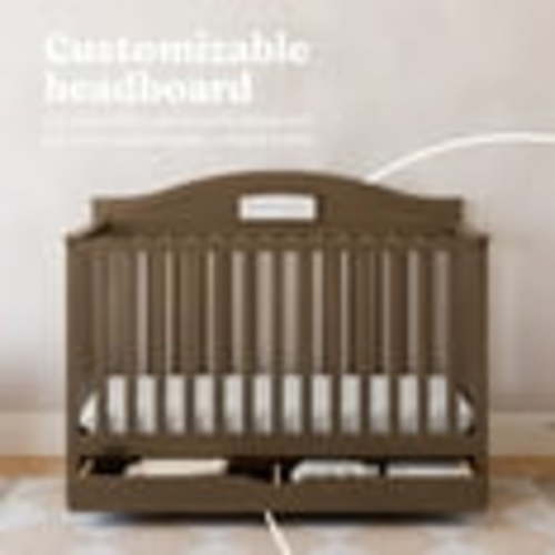 Graco Story 5-in-1 Convertible Baby Crib with Drawer and Reversible Headboard, Hazelnut