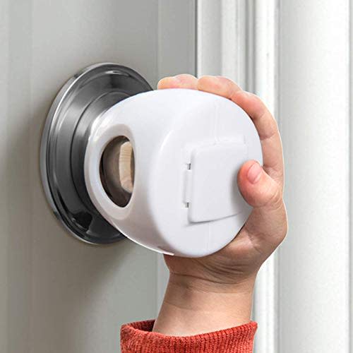 Door Knob Safety Cover for Kids, Child Proof Door Knob Covers, Baby Safety Door knob Handle Cover Lockable Design (4 Pack)