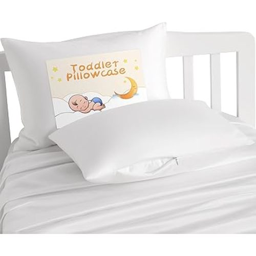 NTBAY Zippered Silk Satin Toddler Pillowcases - 2 Pack Hidden Zipper 13x18 Pillowcases - Luxury and Silky Baby Travel Pillow Covers, White