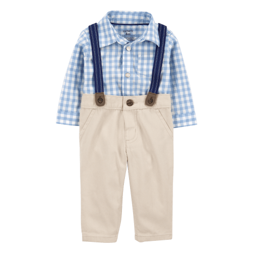 Baby 3-Piece Gingham Suspender Pant Set - Carter's | Carter's