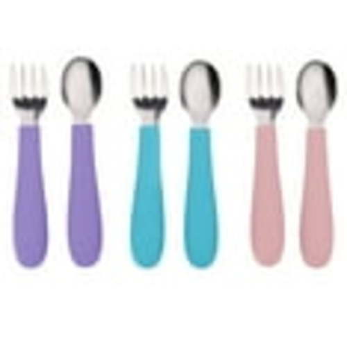 WeeSprout Toddler Utensils, 3 Forks & 3 Spoons, 18/8 Stainless Steel & Food Grade Silicone