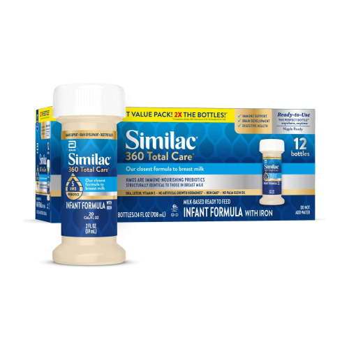 Similac 360 Total Care Ready-to-Feed Baby Formula, 2-fl-oz Bottle, Pack of 12