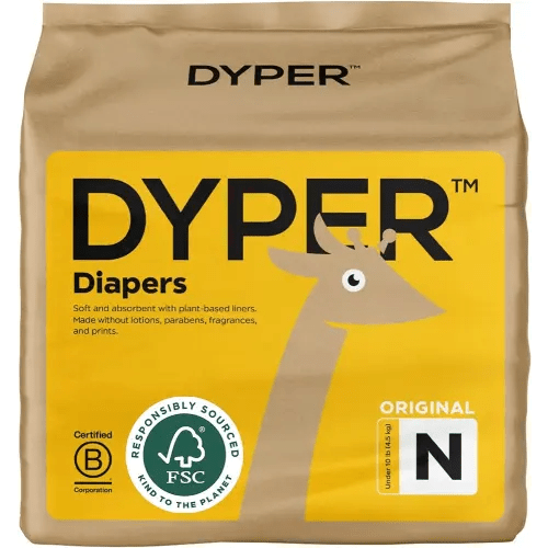 DYPER Viscose from Bamboo Baby Diapers Size Newborn | Honest Ingredients | Cloth Alternative | Day & Overnight | Made with Plant-Based* Materials | Hypoallergenic