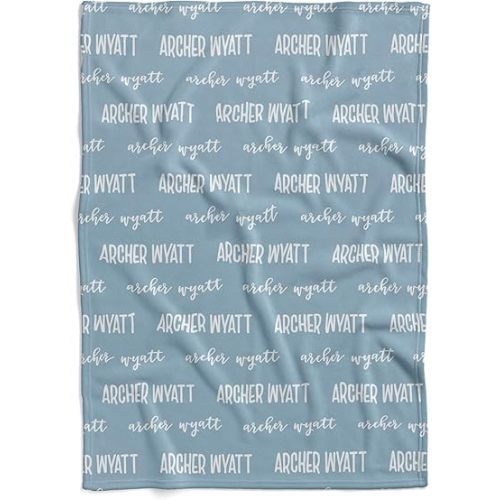 Hickory Hollow Designs Personalized Baby Swaddle, Baby Name Sign for Hospital, Birth Announcement, Gender Reveal, Swaddles for Newborns, Baby Essentials, Blue Swaddles, (Swaddle Only)