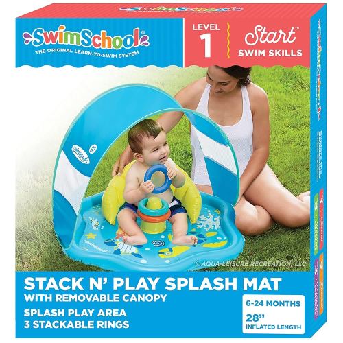 SwimSchool Infant Baby Pool Floats, Free Swimming, Super Buoyant – Ages 6-24 Months – Multiple Colors/Styles – Adjustable Canopies and Seats, Splash & Play Baby Floaties