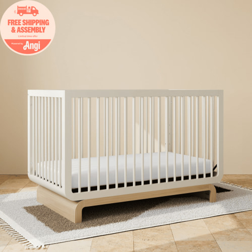 Art of Nursery by Storkcraft Santorini 5-in-1 Convertible Baby Crib, Frosted Oat with Driftwood
