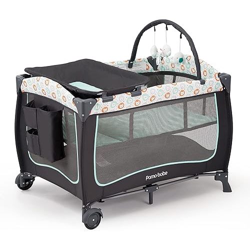Pamo Babe Portable Crib for Baby Nursery Center Playard Baby Playpen Travel Crib Diaper Changer with Mattress