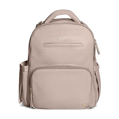 JuJuBe New Classic Diaper Bag Backpack with Portable Changing Pad, Baby Stroller Straps, Large Travel Backpack for Boy or Girl, For Carrying Baby Bottles, Baby Wipes, Diapers, Pacifiers, Taupe