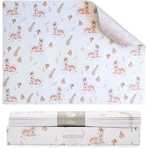 Baby Powder Scented Drawer Liners for Dresser Baby 8 Sheets, Kids Closet Liner, Double-Sided Pattern, Baby Drawer Liner Paper, Woodland Nursery Decor for Baby Furniture, Non Adhesive 16.5in X 22.8in