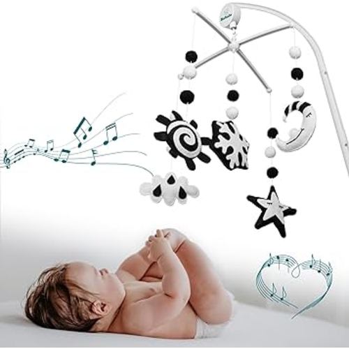 Babale | Montessori-Inspired Baby Mobile for Crib - Stimulating Black & White Design for Newborn Engagement - Perfect Baby Crib Mobile for Boys & Girls - Enhances Visual Development