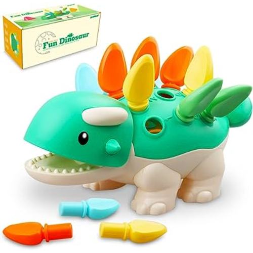 Baby Sensory Toys Toddler Montessori Learning Fine Motor Skills Toy for 6 9 12 18 Month One Year Old Boy Birthday Gift Kid Sorting Stacking Color Recognition Dinosaur Toys Age 1 2 3 4 Educational Toys