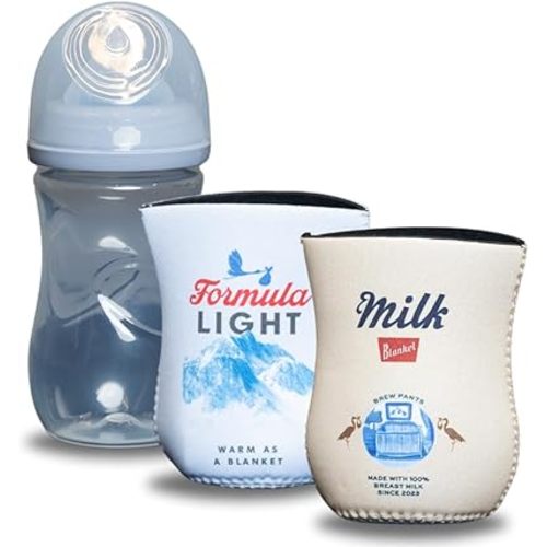 American Beer Themed Coozies for Baby Bottles - Funny Gift for New Parents & Baby Showers - (2 Premium Designed Neoprene Coozies + BPA/Lead/Phthalate Free Bottle Included) (Design 3)