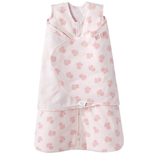 3-6M HALO 100% Cotton Sleepsack Swaddle, 3-Way Adjustable Wearable Blanket, TOG 1.5, Watercolor Rose Toss Blush, Small, 3-6 Months