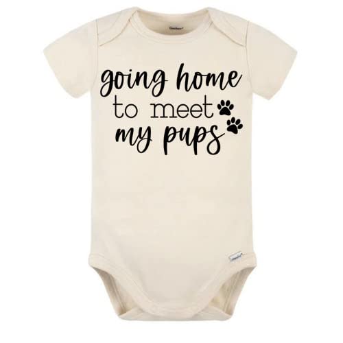 Going Home to Meet my Pups Onesie®, Coming Home Outfit, Natural