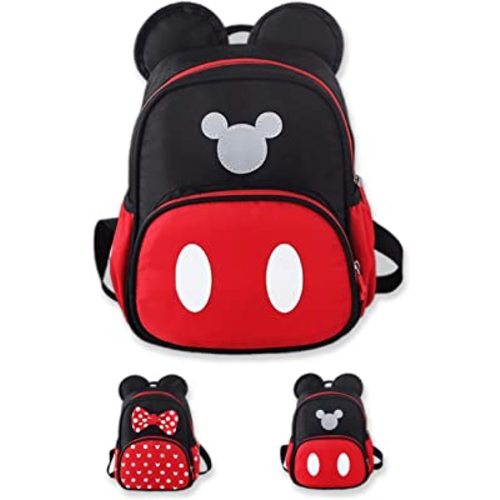 Cute Mini Backpacks, Red Cartoon Bag, Mouse Ears Bowknot Travel Daypack