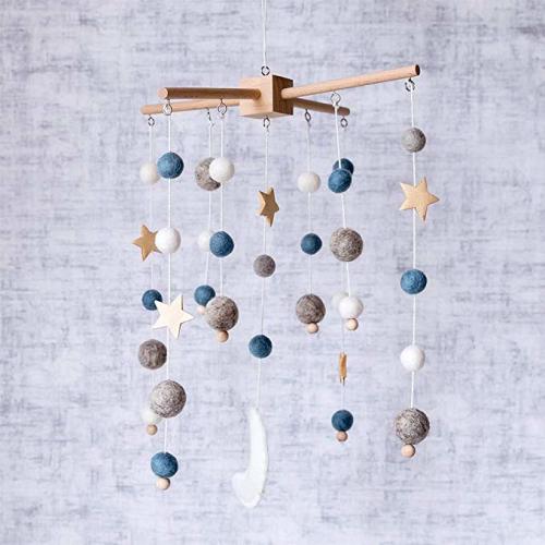 Baby Crib Mobile Wooden Wind Chime Bed Bell,Nursery Mobile Crib Bed Bell Baby Bedroom Ceiling Wooden Beads Wind Chime Hanging - F001@BMHJ