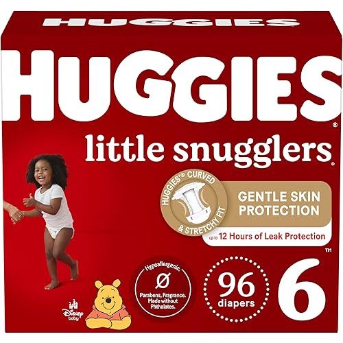 Huggies Size 6 Diapers, Little Snugglers Baby Diapers, Size 6 (35+ lbs), 96 Count (2 Packs of 48), Packaging May Vary