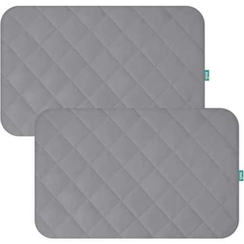 Pack and Play Sheets Fitted Waterproof Pack and Play Mattress Protector Pad Cover 2 Pack Gray Quilted 39" x 27"