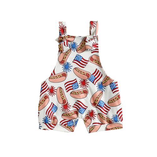 Rtnnsbbfcm 4th of July Baby Boy Girl Outfit Stars Stripes Romper Fourth of July Overalls Infant Memorial Day Clothes
