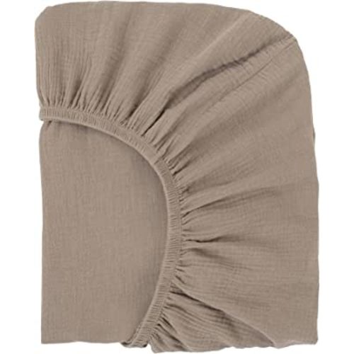 100% Organic Cotton Muslin Fitted Crib Sheet - Fits Standard Crib and Toddler Bed Mattress Size - Fawn Brown - Nora's Nursery