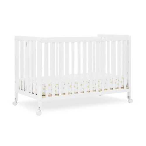 Simmons Kids Aria Full Size Portable Folding Crib - Greenguard Gold Certified - Bianca White