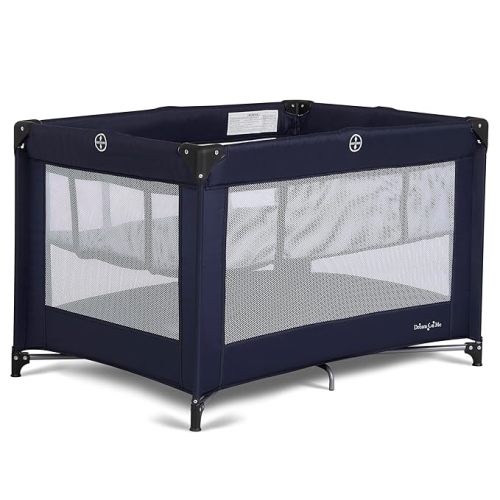 Dream On Me Zazzy Portable Playard with Bassinet - 360° Mesh Visibility, Quick Folding Travel Friendly Design, Carry Bag and Foldable Mattress Pad Included, Compact and Lightweight - Gray