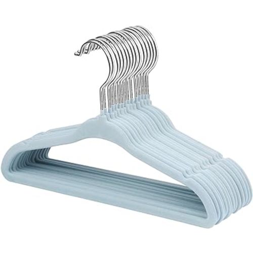 ManGotree Kids Velvet Clothes Hangers, Baby Childrens Hangers for Clothes Space Saving Non-Slip 15Pack (Blue)