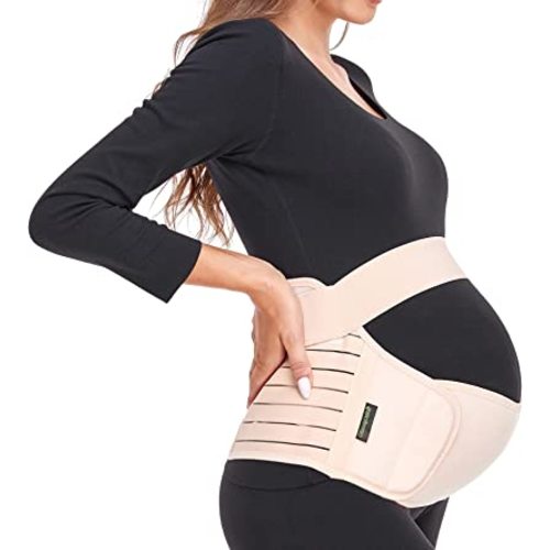 ChongErfei Maternity Belt, Pregnancy 3 in 1 Support Belt for Back/Pelvic/Hip Pain, Maternity Band Belly Support for Pregnancy Belly Support Band (L: Fit Ab 39.5"-51.3", Beige)