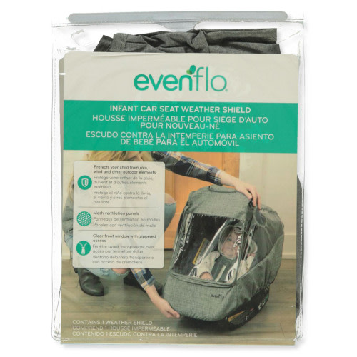 Evenflo Store Weather Shield Baby Car Seat Rain Cover with Ventilated Panels, Gray Melange