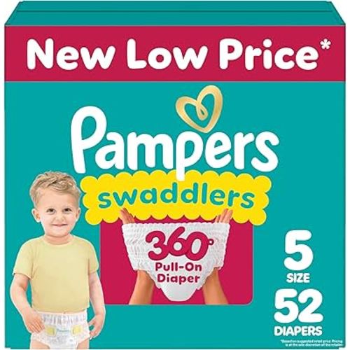 Pampers Diapers - Swaddlers 360 - Size 5, 52 Count, for up to 100% Leakproof Premium Skin Protection (Packaging May Vary)