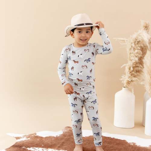 Long Sleeve Pajamas in Horse