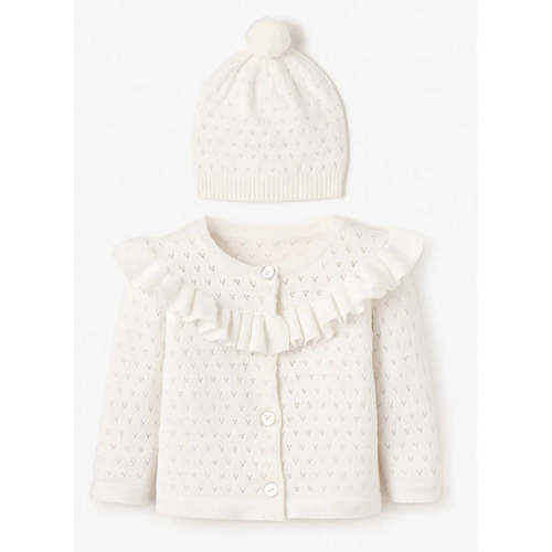 White Pointelle Sweater w/ Hat
