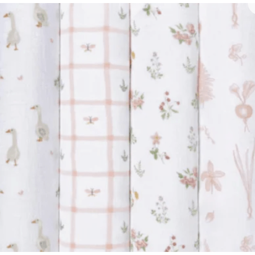 Swaddle Cotton Muslin, Country Floral 4 pack