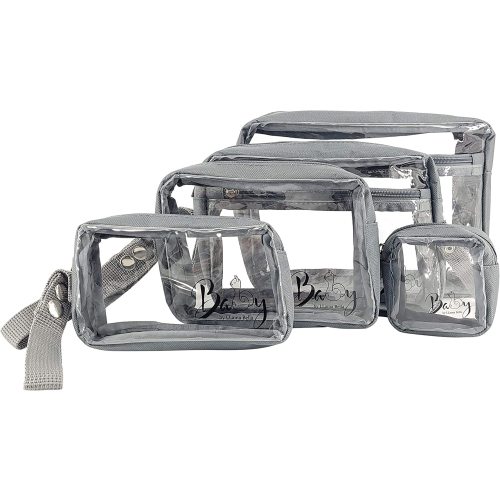 LLama Bella 5 Piece Diaper Bag Organizer Pouch Set, Clear with Straps and Pacifier Case