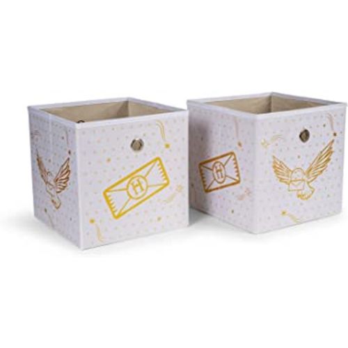 Harry Potter Hedwig 11-Inch Storage Bin Cube Organizers, Set of 2 | Fabric Basket Container, Cubby Cube Closet Organizer | Wizarding World Gifts And Collectibles