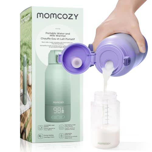 Momcozy Portable Milk Warmer for Travel – Dual Heating Modes for Breast Milk & Water, Portable Bottle Warmer with Fast Heating & Long Battery Life, 17 Ounces Large Capacity to Meet Your All-Day Needs