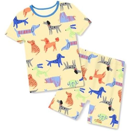 Bamboo Viscose Toddler Animal Pajamas Boys Girls Kids Cool Short Summer 12M-8Y Snug fit Pjs Set 2pcs