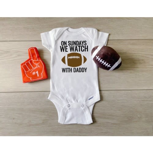 On Sundays We Watch Football with Daddy - Onesies® (0-3 Months | Short Sleeve)