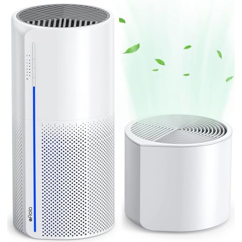 Afloia 2 in 1 Air Purifier with Humidifier, 3 Stage Filters for Home Allergies Pets Hair Smoker Odors, Evaporative Humidifier, Auto Shut Off, Quiet Air Cleaner with Seven Color Light,MIROPRO
