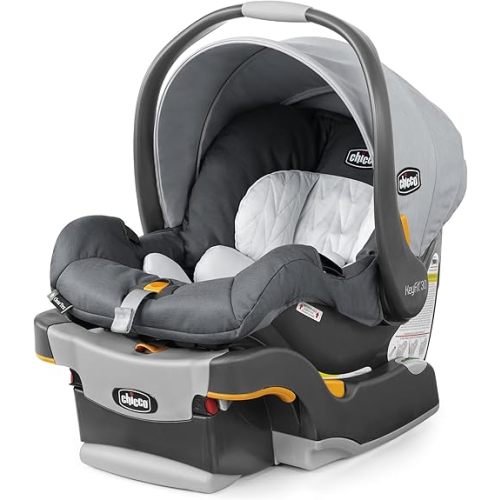 Chicco KeyFit 30 ClearTex Infant Car Seat and Base, Rear-Facing Seat for Infants 4-30 lbs, Includes Head and Body Support, Compatible with Chicco Strollers, Baby Travel Gear | Slate/Grey