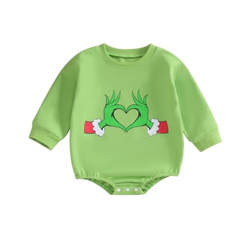 MERSARIPHY Baby Christmas Clothes Baby Boy Girl Sweatshirt Romper Santa Baby Romper Tops Fall Winter Outfits